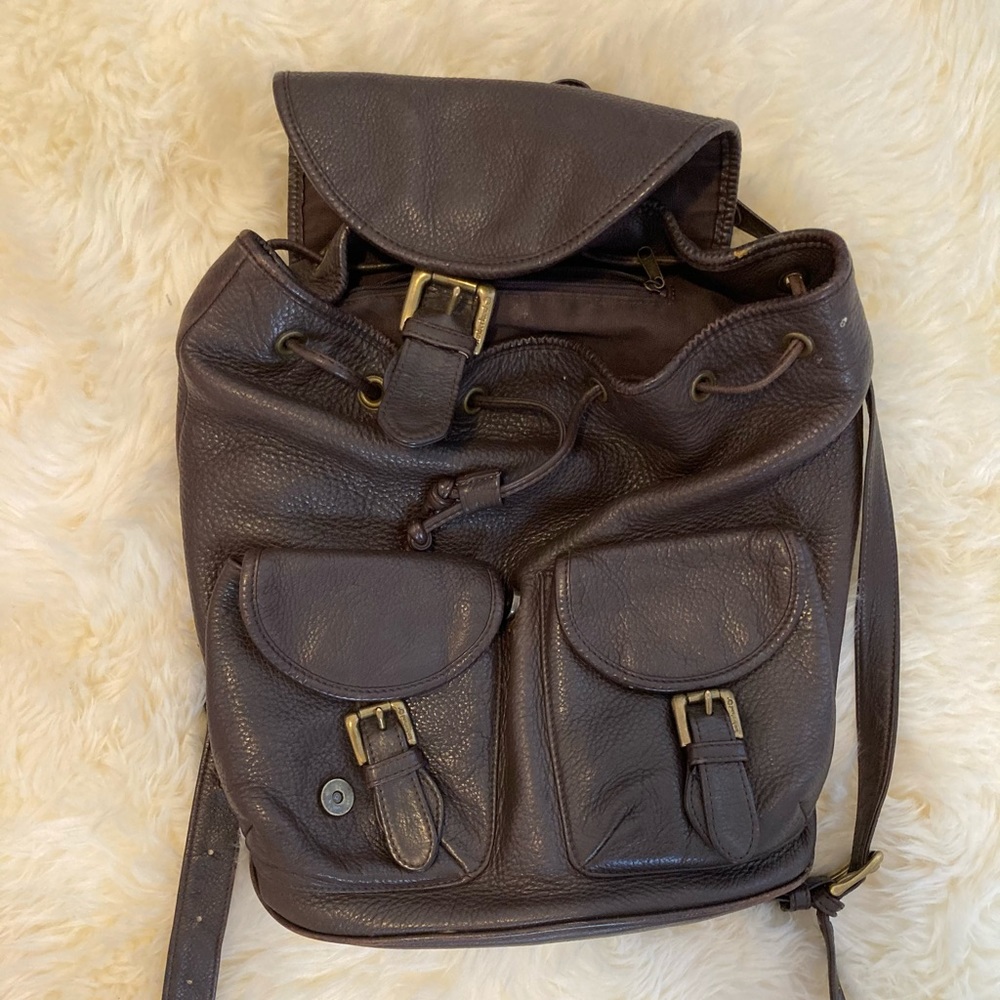 Brown leather timberland backpack